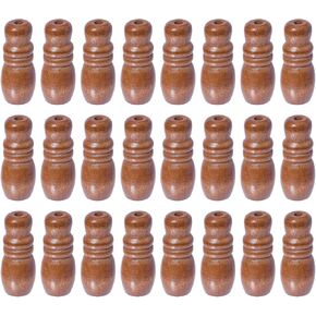 CHGCRAFT 24 Pcs Wood Cord Tassels Hanging Ball Pulls Drops Pull End Drapery Hardware Cord Knobs Brown Tassels for Curtain Craft, 42×17.5mm