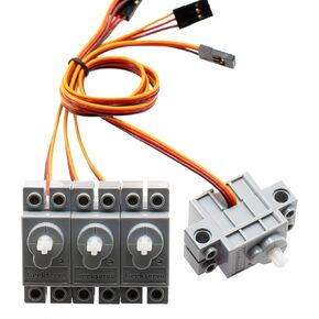 Programmable Geekservo Compatible with Standard Building Blocks for Ardui Microbit Raspberry Pi,Geekservo Compatible Building Block Gear Motor/Servo 270 Degree（4pcs Grey Servo）