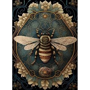 JFYHAB Bee Diamond Painting Kits for Adults Flower 5D DIY Diamond Art Kits for Beginners Round Full Drill Diamond Painting for Home Wall Decoration Gift 12×16 inch
