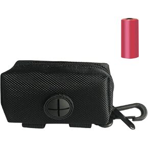 Pet Waste Bag Dispenser Dog Poop Bag Holder with Zippered Small Portable Dog Poop Bag Organizer Pouches with Hook for Leash, Great Accessory for Walking Running with Pet Dogs, 1 Pack