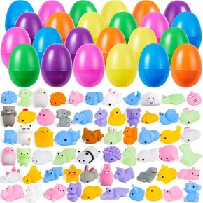 Joyin 72 PCS Easter Previlited Eggs مع Mochi Squishy Toys ، Kawaii Levelever Squishy Toy for Easter Egg Hunt ، Kids Party Tavers ، Stuffers Force ، Goodie Bag Fillers ، Supplies Supplies