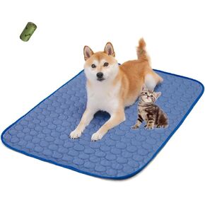 MICROCOSMOS Summer Cooling Mat & Sleeping Pad- Water Absorption Top, Materials Safe, Easy Carry, EZ Clean. Keep Cooling for Pets, Kids and Adults.(Navy Blue, 40" x 28")