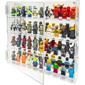 حالة عرض Minifigure Fagfortress - منظم جدار الاكريليك المحمي للأشعة فوق البنفسجية لـ LEGO Minifigs - يحمل 40 شخصية لهواة جمع العملات