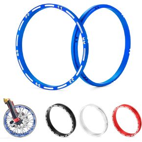 RCHUBAM Front Wheel Reinforcement Rings 2Pcs Aluminum 7075 Wheel Outer Rings 120 * 9.5mm for LOSI 1/4 Promoto MX RC Motorcycle Upgraded Parts (Blue)