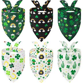 6 PCS St. Patrick's Day Dog Bandanas متنوعين من أشجار المثلث الاحتفالي المحظوظين من أجل الكلاب والقطط الخاصة بك