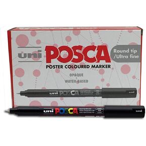 Uni-Ball Posca PC-1MR Ultra Bullet Bullet Marker-Black ، Pack of 12