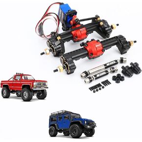 RCAWD TRX4M Diff Locker & Differential Portal Axles Front Rear Set Converted & Driveshafts for Traxxas 1/18 Defender Bronco F-150 K10 Upgrades Brass Weighted 100% Durability Increase Parts Black