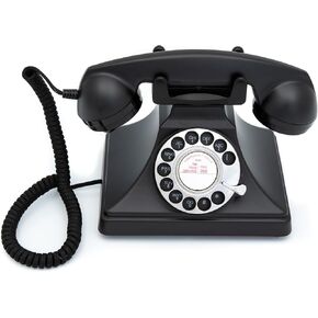 GPO 200 Classic Vintage Phone - Dial Rotary ، حبل قماش ، نغمة حلقة الجرس التقليدية - أسود