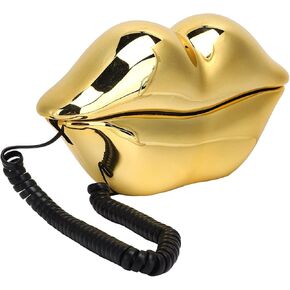 Electroplating Golden Yellow Funny Lip Telephone, with Number Storage Function, Landline Telephone Home Desktop Corded Fixed Telephone for Home Office Phones Home Decoration