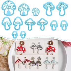 Mushroom Polymer Clay Cutters - 13 Pcs Clay Cutters for Polymer Clay Jewelry, Cottagecore Mushroom Polymer Clay Earring Cutters, Botanical Vegetable Clay Jewelry Cutters, 3D Clay Cutters