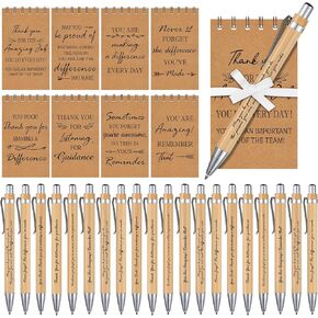 72 Pcs Inspirational Gift Set Motivational Kraft Spiral Notebooks with Bamboo Pens Mini Positive Notepads Encouragement to Do List Memo Pads for Office School Student Coworker Teacher Gift