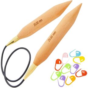 Knitpro Basix jumbo الدائرية إبر 40 بوصة ، الحجم 50 (100 سم ، 25.00 مم) مع 10 علامات غرزة ملونة