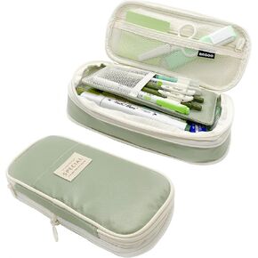 Biodulago Aesthetic Pencil Case Big Capacity Cute Kawaii Pencil Pouch Pen Bag for Teen Girls Adults (Green)