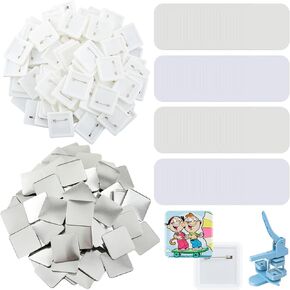 100 Set 2'' x 2'' Square Pin Button Making Supplies for Square Button Maker DIY Square Pin Badge Button Maker Supplies Button Parts Button Supplies Button Press Refill Square