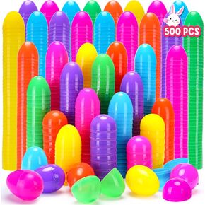 500 Easter Eggs, 2.36“ Assorted Bright Colors Plastic Eggs Fillable for Party Hunt Favor Easter Basket Stuffers Fillers