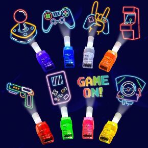 24pcs فيديو ألعاب الفيديو تفضل أن أضواء الأصابع التي تقودها ： Glow-in-Dark Toy-Up Toys Bulk for Kids Boys Girls ، Mamer Birthday Party Supplies ، حقائب جيدة للحفلات ، جوائز الفصول الدراسية ، الهدايا الممتعة