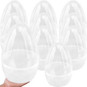 10 Pcs 10 Inch Giant Plastic Easter Eggs JumboTransparent White Empty Easter Eggs Large Fillable Easter Eggs for Easter Basket Stuffers Party Supplies