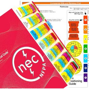 2023 National Electrical Code NEC Colored Tabs, 120 PCS Laminated Waterproof NEC Tabs (Book Not Included) with Wire Chart/Formula Guide, 2 Ohm's Law Stickers, Alignment Guide