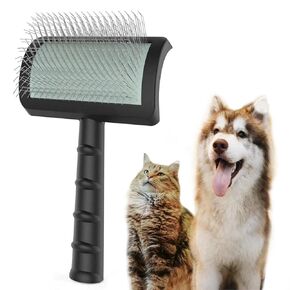 Large Slicker Brush for Dogs,Cats,Extra Long Pin Shedding Brush for Long Haired Dog,Cat, Pet Grooming Wire Brush for Thick Undercoat Curly Hair,25mm(1"),Black