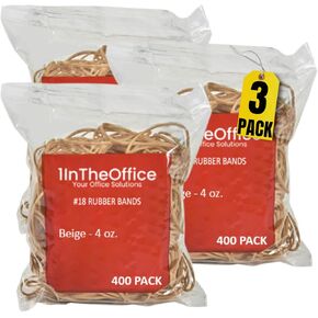 1Intheoffice Rubber Band Size 18 ، Beige Rubber Band # 18 ، 3 "x 1/16" # 1/4 lb. - (حوالي 1200 نطاقات مطاطية إجمالية)