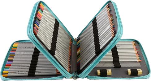 LBXGAP Portable Colored 124 Slots Pencil Case Organizer مع نمط الطباعة للأقلام المائية أو العلامات ، منظم حالة قلم رصاص للفنان in Kuwait