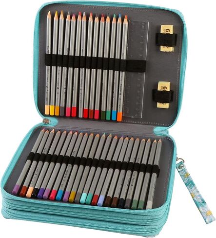 LBXGAP Portable Colored 124 Slots Pencil Case Organizer مع نمط الطباعة للأقلام المائية أو العلامات ، منظم حالة قلم رصاص للفنان in Kuwait