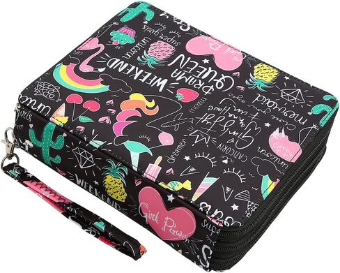 LBXGAP Portable Colored 124 Slots Pencil Case Organizer مع نمط الطباعة للأقلام المائية أو العلامات ، منظم حالة قلم رصاص للفنان in Kuwait