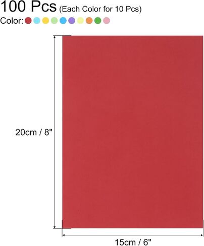 MECCANIXITY 100 Sheets Colored Cardstock, 6" x 8" A5 Cardstock Paper Assorted Colors, 230gsm/85lb Card Stock Paper for DIY Arts, Scrapbooking, Card Making in Saudi Arabia