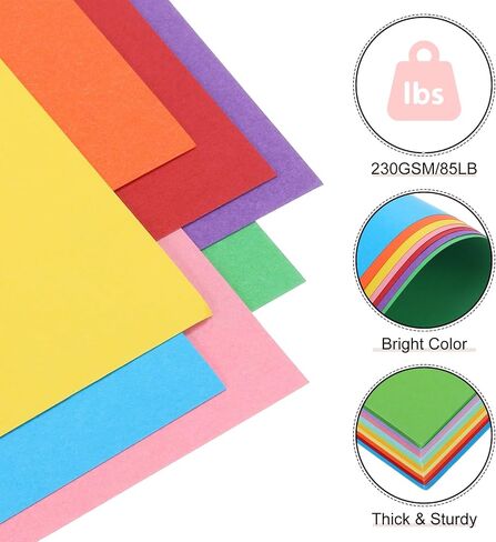 MECCANIXITY 100 Sheets Colored Cardstock, 6" x 8" A5 Cardstock Paper Assorted Colors, 230gsm/85lb Card Stock Paper for DIY Arts, Scrapbooking, Card Making in Saudi Arabia