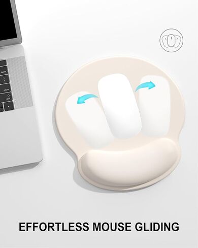 Auhoahsil Ergonomic Mouse Pad with Wrist Rest, Comfortable Silicone Non-Slip Computer Pain Relief Gel Mouse Mat with Wrist Support for Gaming, Work, Office, Women & Men, Cute Pattern, Beige in Saudi Arabia