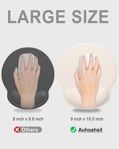 Auhoahsil Ergonomic Mouse Pad with Wrist Rest, Comfortable Silicone Non-Slip Computer Pain Relief Gel Mouse Mat with Wrist Support for Gaming, Work, Office, Women & Men, Cute Pattern, Beige in Saudi Arabia
