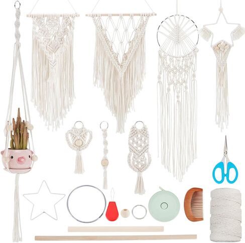 Ifnunly 8 Set DIY Macrame Kit for Beginners STAR DIY Macrame Dream Counter Kit Handmade Macrame Plant Hanger Kit للبالغين Macrame Wall Hanging Tapestry مع تعليمات عيد ميلاد ديكور هدايا in Saudi Arabia