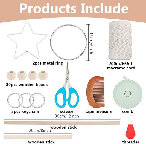 Ifnunly 8 Set DIY Macrame Kit for Beginners STAR DIY Macrame Dream Counter Kit Handmade Macrame Plant Hanger Kit للبالغين Macrame Wall Hanging Tapestry مع تعليمات عيد ميلاد ديكور هدايا in Saudi Arabia