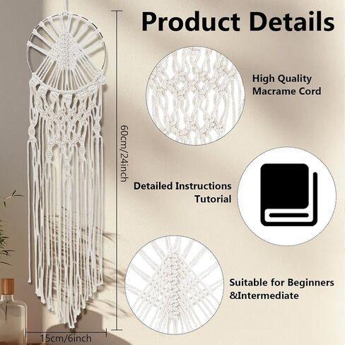 Ifnunly 8 Set DIY Macrame Kit for Beginners STAR DIY Macrame Dream Counter Kit Handmade Macrame Plant Hanger Kit للبالغين Macrame Wall Hanging Tapestry مع تعليمات عيد ميلاد ديكور هدايا in Saudi Arabia