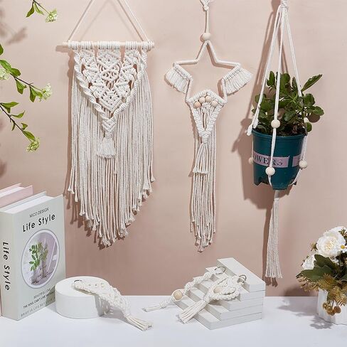 Ifnunly 8 Set DIY Macrame Kit for Beginners STAR DIY Macrame Dream Counter Kit Handmade Macrame Plant Hanger Kit للبالغين Macrame Wall Hanging Tapestry مع تعليمات عيد ميلاد ديكور هدايا in Saudi Arabia