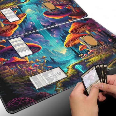 Board Game for TCG Playmat Table Mats Games Size 60X35 cm Mousepad Compatible for MTG RPG CCG Trading Card Game Play mats with 6 Dice (Playmat 159) Psychedelic Mushrooms in Kuwait
