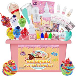 Mini Ice Cream Slime Kit for Girls, Fluffy Butter Slime Making Kit, DIY Slime Kit with 30+ Pieces for Ages 8-12, Fun Holiday Gift Idea for Birthday & Easter