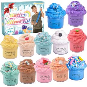 12 Pack Butter Slime Kit for Kids, Scented DIY Slime Toys, Cute Stuff Party Favors for Boys Girls, Birthday Gifts Stocking Stuffers for Ages 3 4 5 6 7 8 9 10 11 12 Year Old, 60ml Each