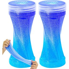 Galaxy Slime 2 Pack, Stress Relief Clear for Kids Education, Party Favors Soft & Non-Sticky Crunchy for Girls & Boys, Blue