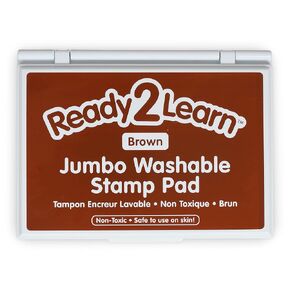 READY 2 LEARN Jumbo Washable Stamp Pad - Brown - 6.2"L x 4.1"W - Non-Toxic - Fade Resistant - Ideal Size for Baby Handprints and Footprints