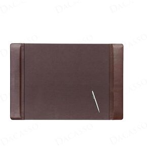 Dacasso 25.5" x 17.25" Chocolate Brown Leather Desk Pad w/Side Rails - Executive Desk Surface Protector - Luxury Leather Blotter for Writing