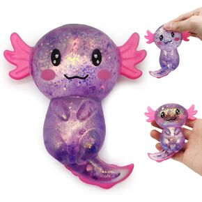 ZTATU Axolotl Stress Balls for Adults & Kids (1PCS) Cartoon Squishy Fidget Toys Sugar Squishy Balls for Kids Stress Relief Animals Toys Party Favors Easter Basket Stuffers (Purple)