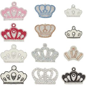 12 Pcs Crown Rhinestone Clothes Patches for Women DIY 12 Styles Crystal Patches Crown Glass Rhinestone Appliques Crown Imperial King Queen Iron on Patch for Clothing Repair Dress