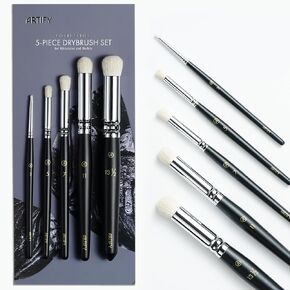 ARTIFY Drybrush Set of 5 Sizes: Expert Series Dry Brush for Effortless Miniature, Model, Ceramics, Citadel Painting - Hobby Detail Small Acrylic Oil Paint Brushes for Tabletop & Wargames Miniatures