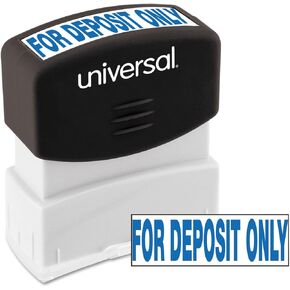 Universal UNV10056 Pre-Inked 1-Color FOR DEPOSIT ONLY Message Stamp - Blue