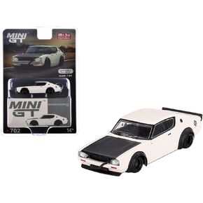Skyline Kenmeri Liberty Walk RHD (Right Hand Drive) White with Matt Black Hood Limited Edition to 9600 Pieces Worldwide 1/64 Diecast Model Car by Mini GT MGT00702