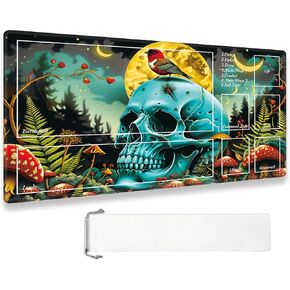 MTG Playmat TCG Ultrapro Playmats with Magic Zones, 24x14 inch Trading Card Game and Anime Enthusiasts, Non-Slip Protects Cards Larger Gaming Area, Multipurpose Artistic Mat(Mushroom Skull)
