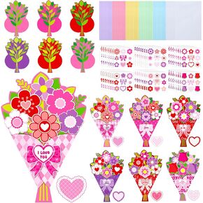 Gersoniel 48 Sets Spring DIY Crafts Kit Kit Bouquet بطاقات المعايدة مظاريف I Love You Flowers ملصقات لأطفال المدارس الابتدائية في مرحلة ما قبل المدرسة.