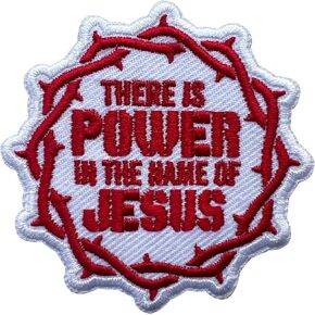 There Is Power in The Name of Jesus Patch, Size 3" Sew On Patches, Jesus Embroidery Fabric Patches for Clothes Jean Backpack, Embroidery Iron On Patches for Clothes, Gift for Christians