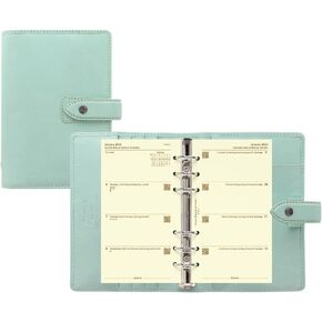 Filofax Malden Organizer, Personal Size, Duck Egg - Tactile, Full-Grain Buffalo Leather, Six Rings, Cotton Cream Week-to-View Calendar Diary, Multilingual, 2025 (C025855-25)